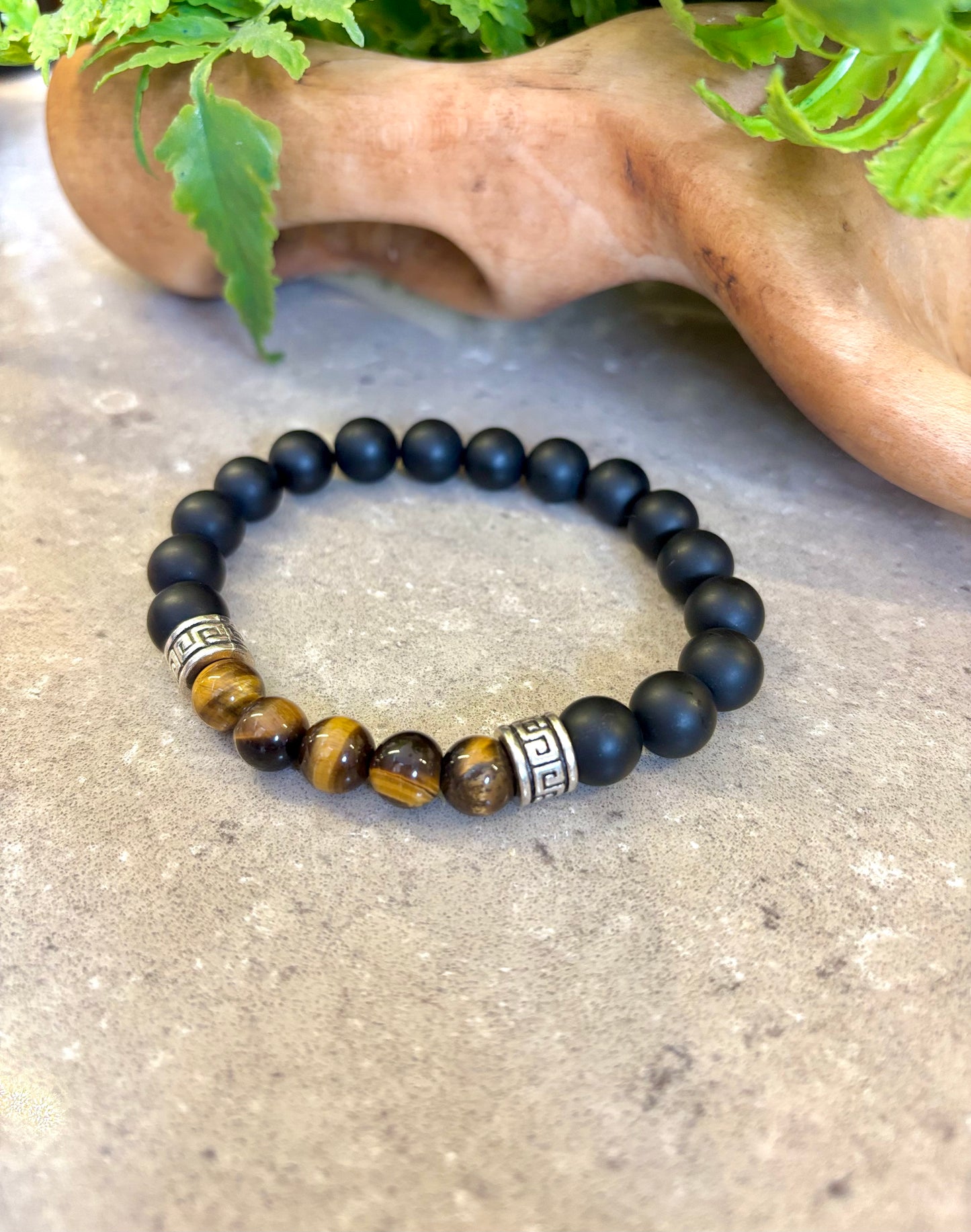 Obsidian Eye - Mans bracelet with Obsidian and Tigers eye