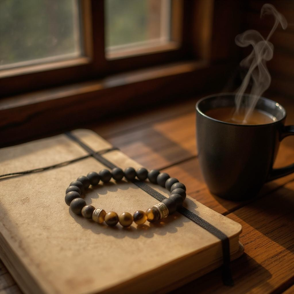 Obsidian Eye - Mans bracelet with Obsidian and Tigers eye