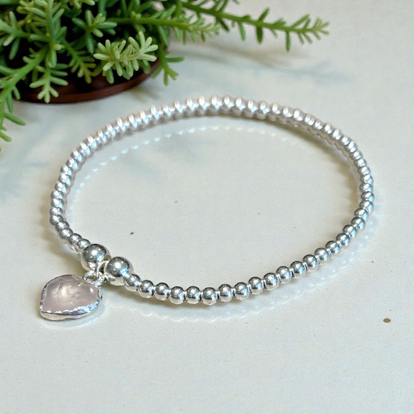 Heart Stone Bracelet – Rose Quartz