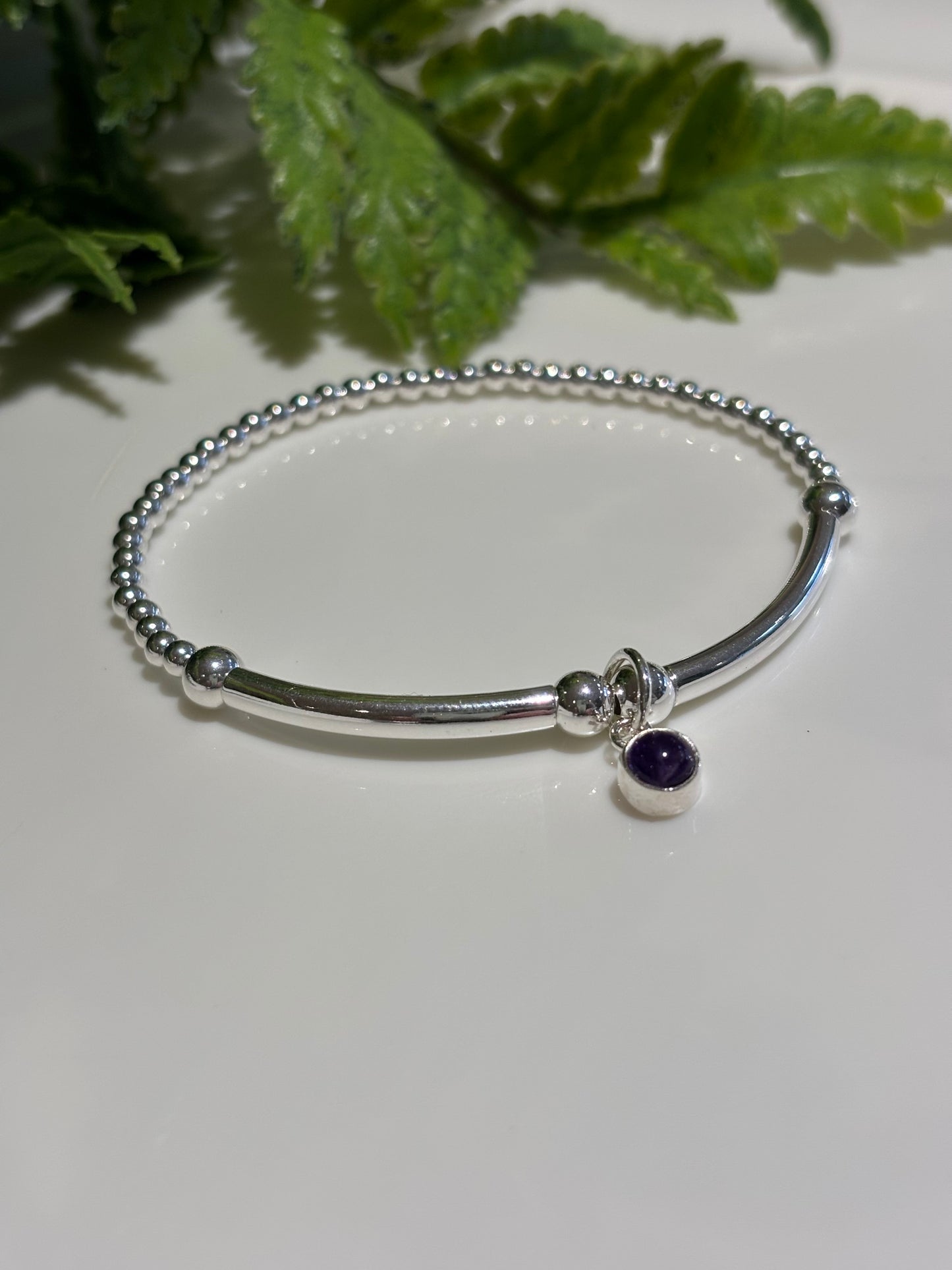 Silver Tiempo Bracelet- birthstone gemstone charm