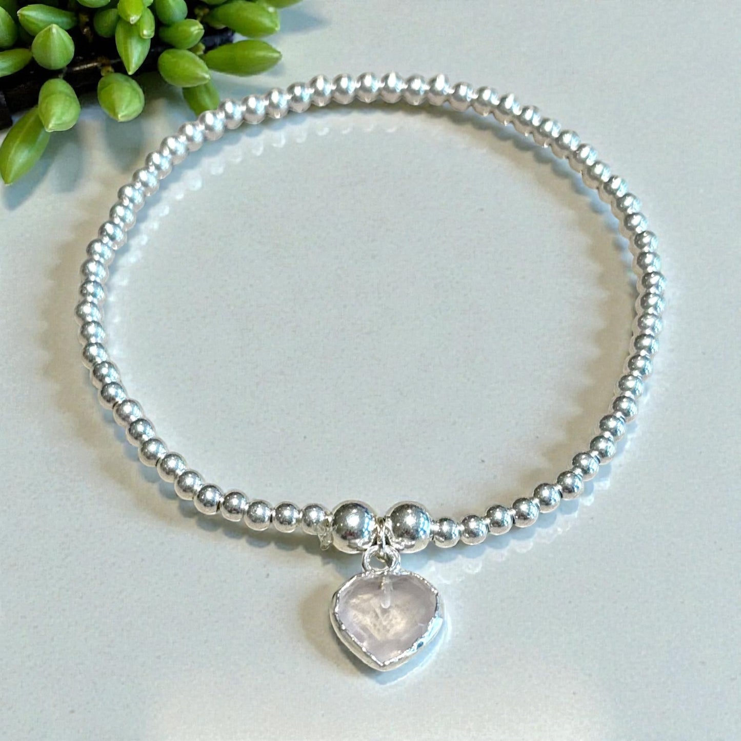Heart Stone Bracelet – Rose Quartz