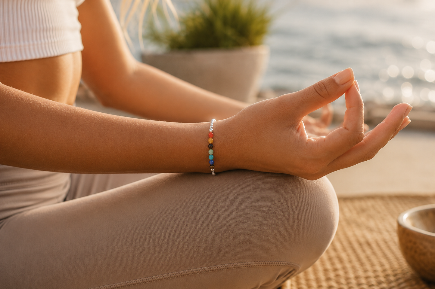 Chakra Healing Bracelet for Balance & Energy Silver Gemstone Bracelet