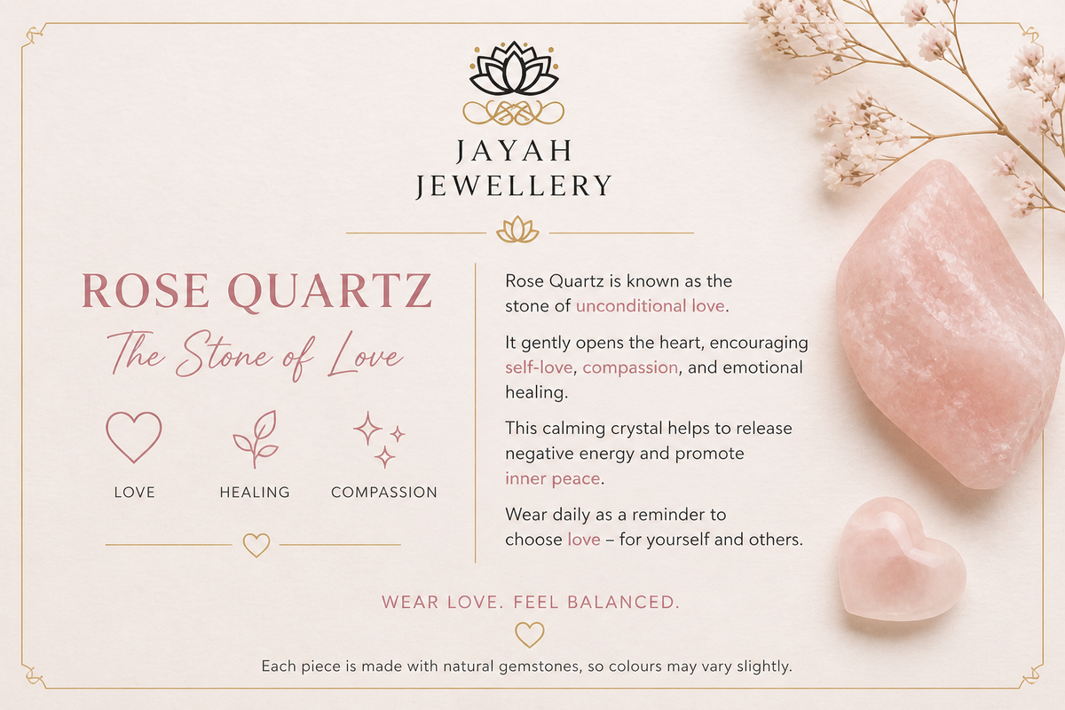 Rose Quartz Heart Bracelet | Silver Beaded Healing Crystal Bracelet