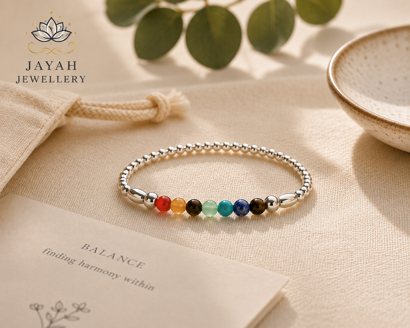 Chakra Healing Bracelet for Balance & Energy Silver Gemstone Bracelet