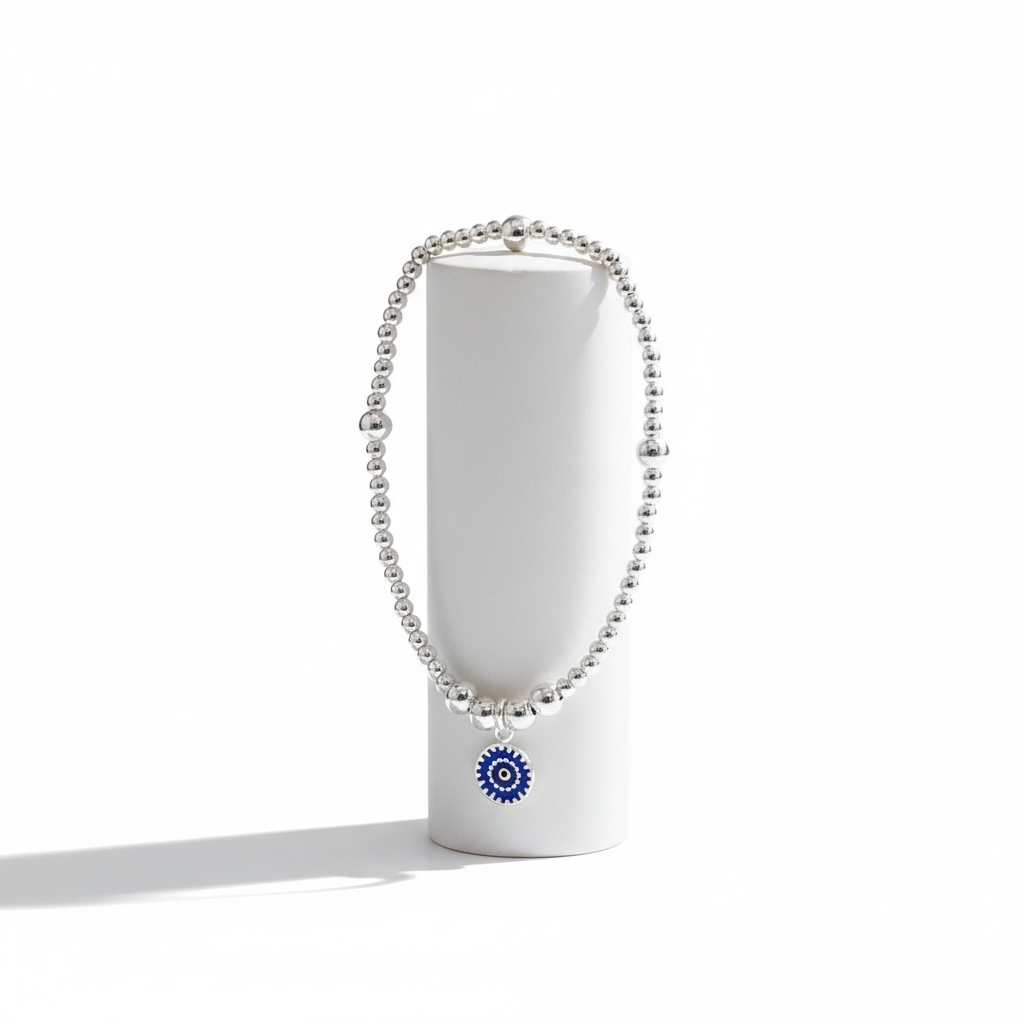 Evil Eye Bracelet | Silver Beaded Protection Bracelet
