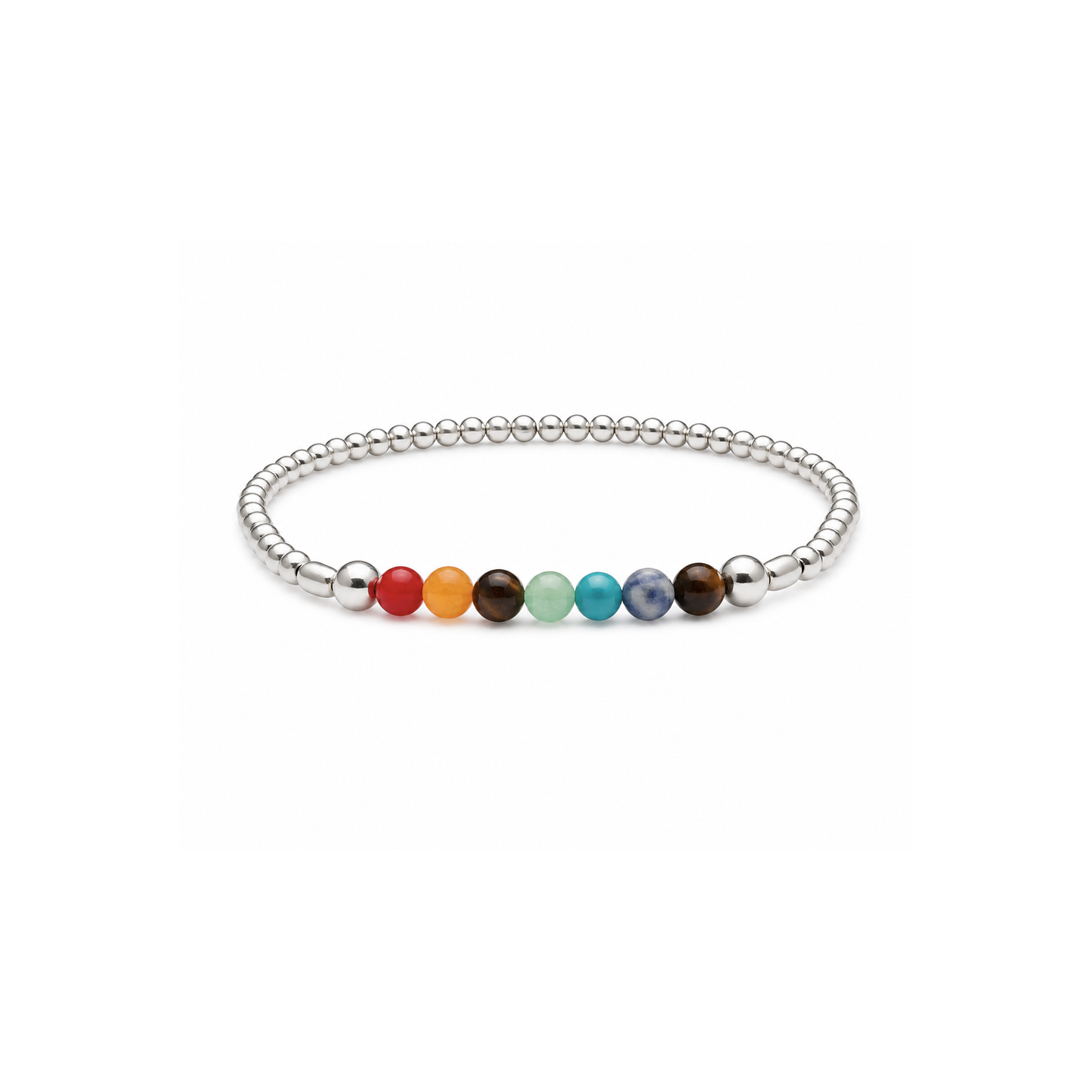 Chakra Healing Bracelet for Balance & Energy Silver Gemstone Bracelet