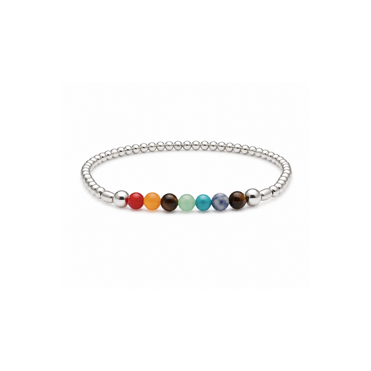 Chakra Healing Bracelet for Balance & Energy Silver Gemstone Bracelet